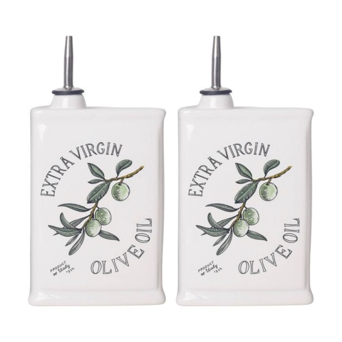 2x Urban Products Olive Oil Classic Decanter White Ceramic 17cm