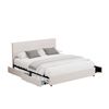 Oikiture Bed Frame King Size Headboard Beds with 4 Storage Drawers Beige