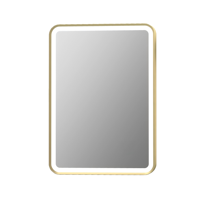 Barelli Signature 900 x 600mm Brushed Brass Framed Rectangular Front Edge-Lit LED Mirror