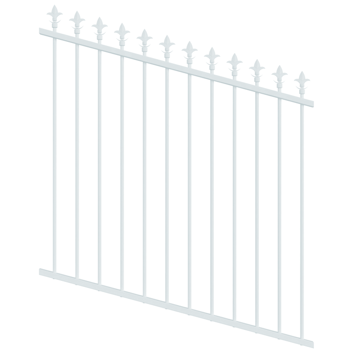 ProtectorAl 0350-1200W x 1200H Pearl White Spear Top Pool Fence Panel Raked Up to 15º
