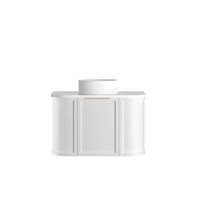 Attica 750mm White Matte Bentwood Heritage Curved Vanity With Pure White Stone Top