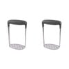 2PK Appetito Stainless Steel Potato Masher W/ Horizontal Soft Grip Handle