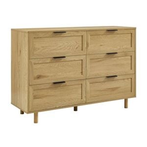 Quincy Tallboy Dresser Chest 6 Drawers Oak