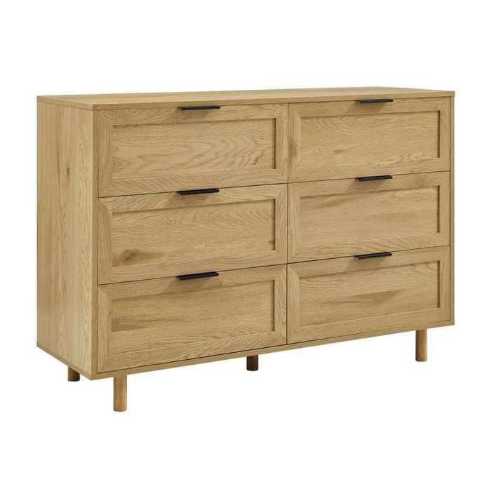 Quincy Tallboy Dresser Chest 6 Drawers Oak