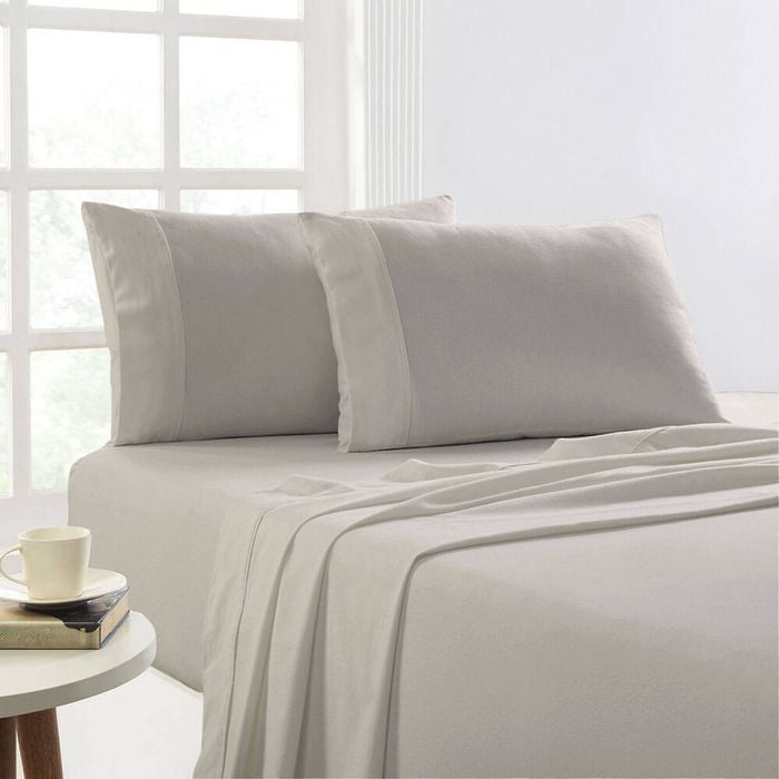 Park Avenue Long Single Cotton Flannelette Bed Sheet Sets - Sand
