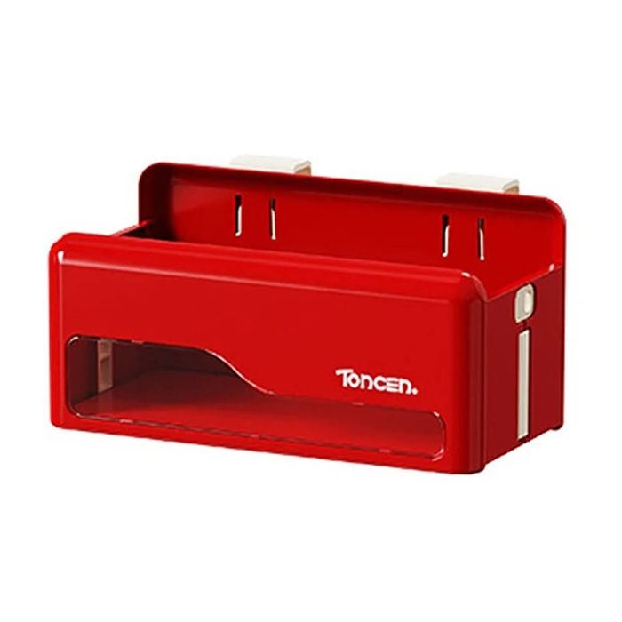 Foldable Hanging Storage Box No Drilling Required Wall-mounted Organizer（Red）