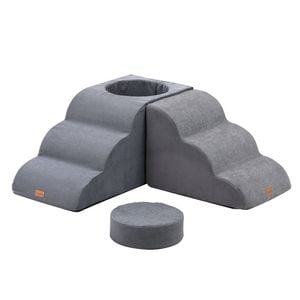 Tedi's 3 Steps Multi-functional Combination Foam Dog Stairs with Sleeping Area in Grey