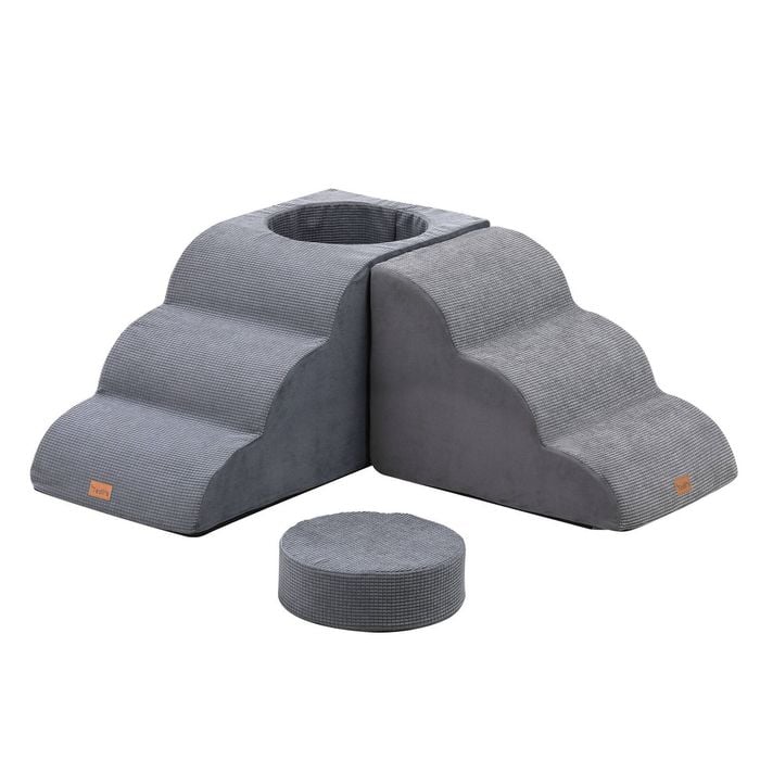 Tedi's 3 Steps Multi-functional Combination Foam Dog Stairs with Sleeping Area in Grey