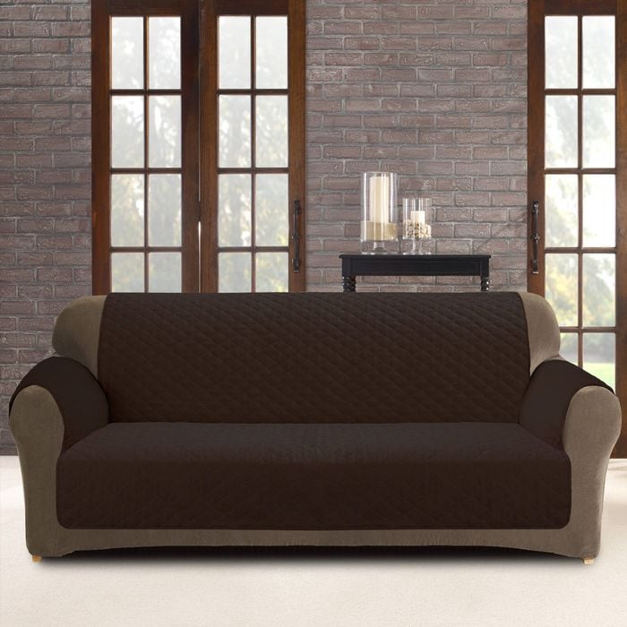 Custom Fit 2-Seater Sofa Cover Protector Coffee