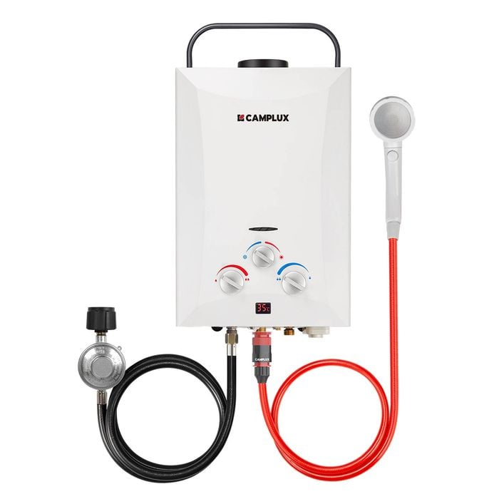 Camplux 8L Portable LPG Gas Water Heater with ECO & Full Knob - White