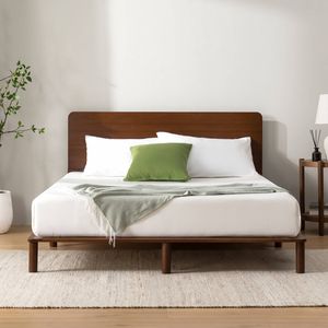 Zinus Queen Bed Frame Arden Japandi Bamboo Natural Wood Bedframe Coastal Nordic