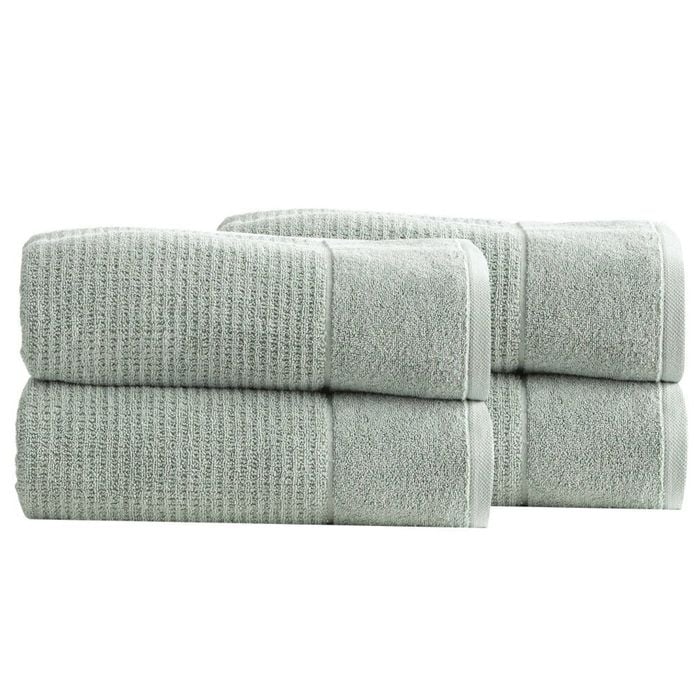 4pk Renee Taylor Cambridge 650gsm Textured 80x160cm Bath Sheet - Eucalyptus
