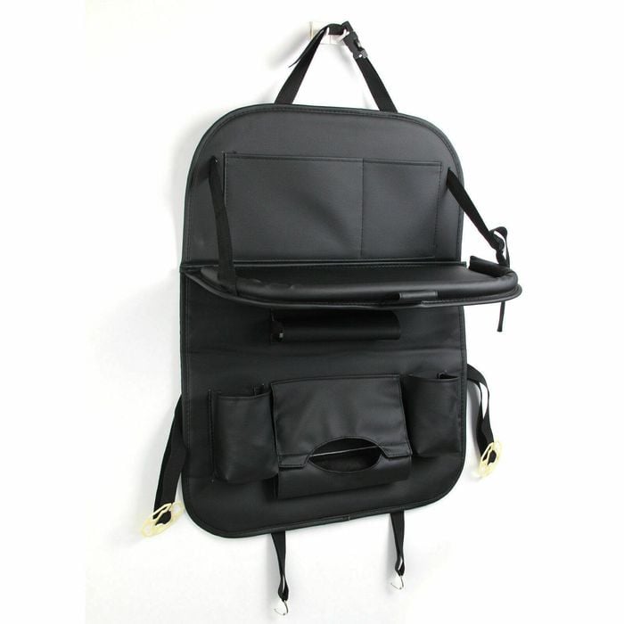 Provecta Black Foldable Car Back Seat Organiser With Tray Table And Tablet Holder