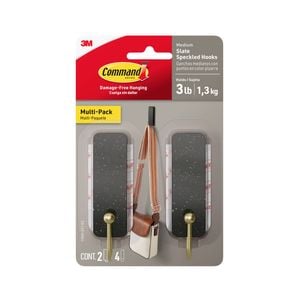 Command Medium Slate Speckle Adhesive Hook - 2 Pack