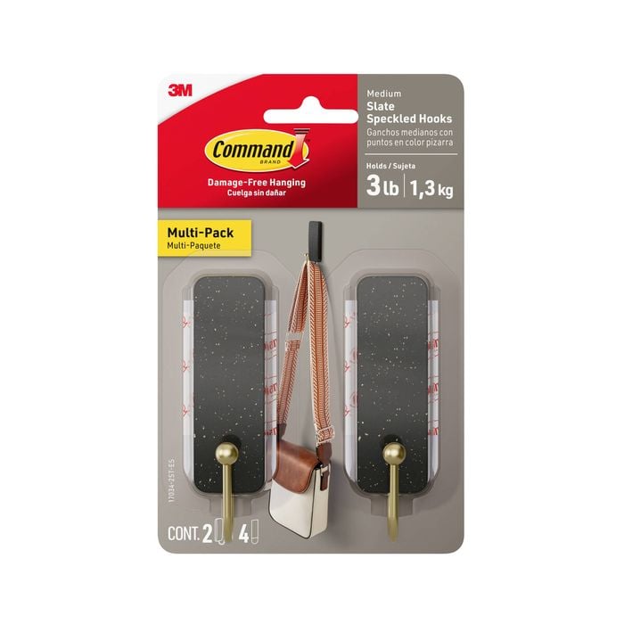 Command Medium Slate Speckle Adhesive Hook - 2 Pack