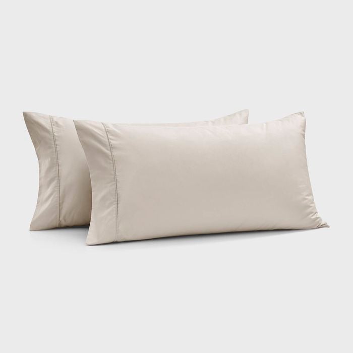 Dreamaker 400TC Premium Cotton Sateen King Pillowcase Oatmeal Twin Pack