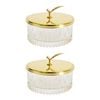 2PK LVD Glass 10cm Jewellery Stem Trinket w/ Lid Round - Clear