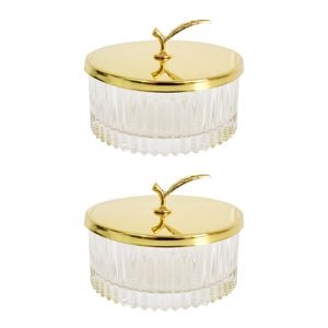 2PK LVD Glass 10cm Jewellery Stem Trinket w/ Lid Round - Clear