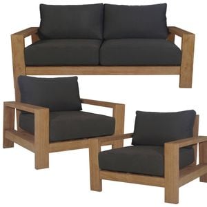Stud 3pc 2+1+1 Seater Outdoor Patio Sofa Lounge Chair Set Solid Timber Frame