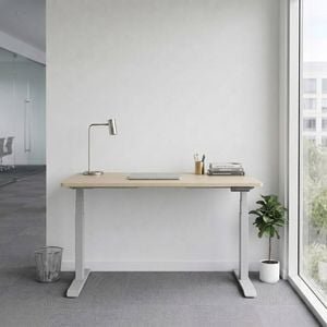 OLG Klass White Frame New Oak Ravine Top Height Adjustable Desk L1200mm x W600mm