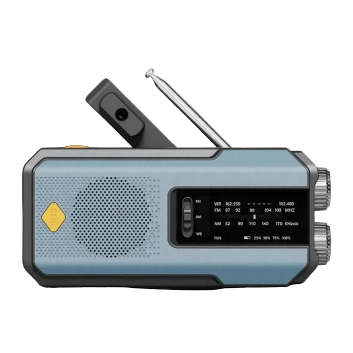 Solar Emergency Radio With Led Flashlight Blue