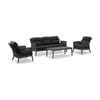 Hugo 3+1+1 Seater Outdoor Aluminium/rope Lounge Set Charcoal With Coffee Table & Grey Rope/denim Cushions