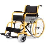 EQUIPMED Kids Paediatric Wheelchair, 100kg Rated, 110-140cm Rider Height, Quick Folding, 22" Wheels, Yellow