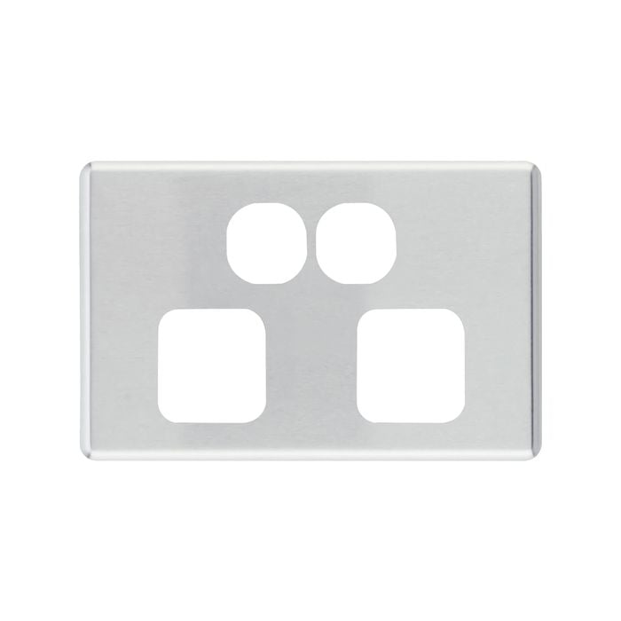 Deta S-Line Double Brushed Aluminium Powerpoint Cover Plate