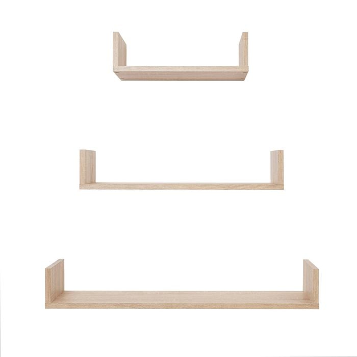 European Cabinetry 3 Piece Natural Oak Oslo Shelf Kit