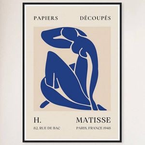 Galrie Papiers Découpés Blue H. Matisse Print (1948) Elegant Artwork, Black Frame, A1 60 x 84cm (23 x 33inch)