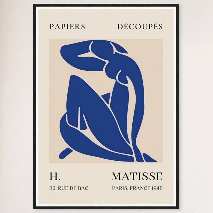 Galrie Papiers Découpés Blue H. Matisse Print (1948) Elegant Artwork, Black Frame, A1 60 x 84cm (23 x 33inch)