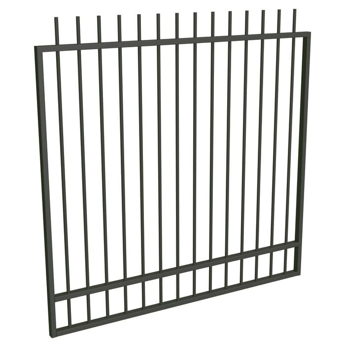 ProtectorAl 1201-1500 x 1500mm Woodland Grey Aluminium Picket Top Garden Gate With Mid Rail