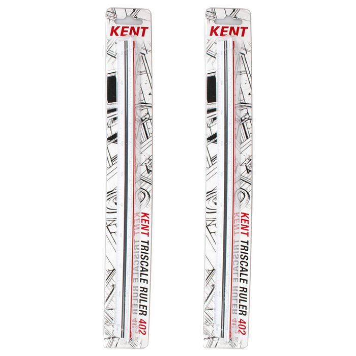 2x Kent Triangular Hand Scale 402 1:100,200,250,300,400,500 Technical Design Set