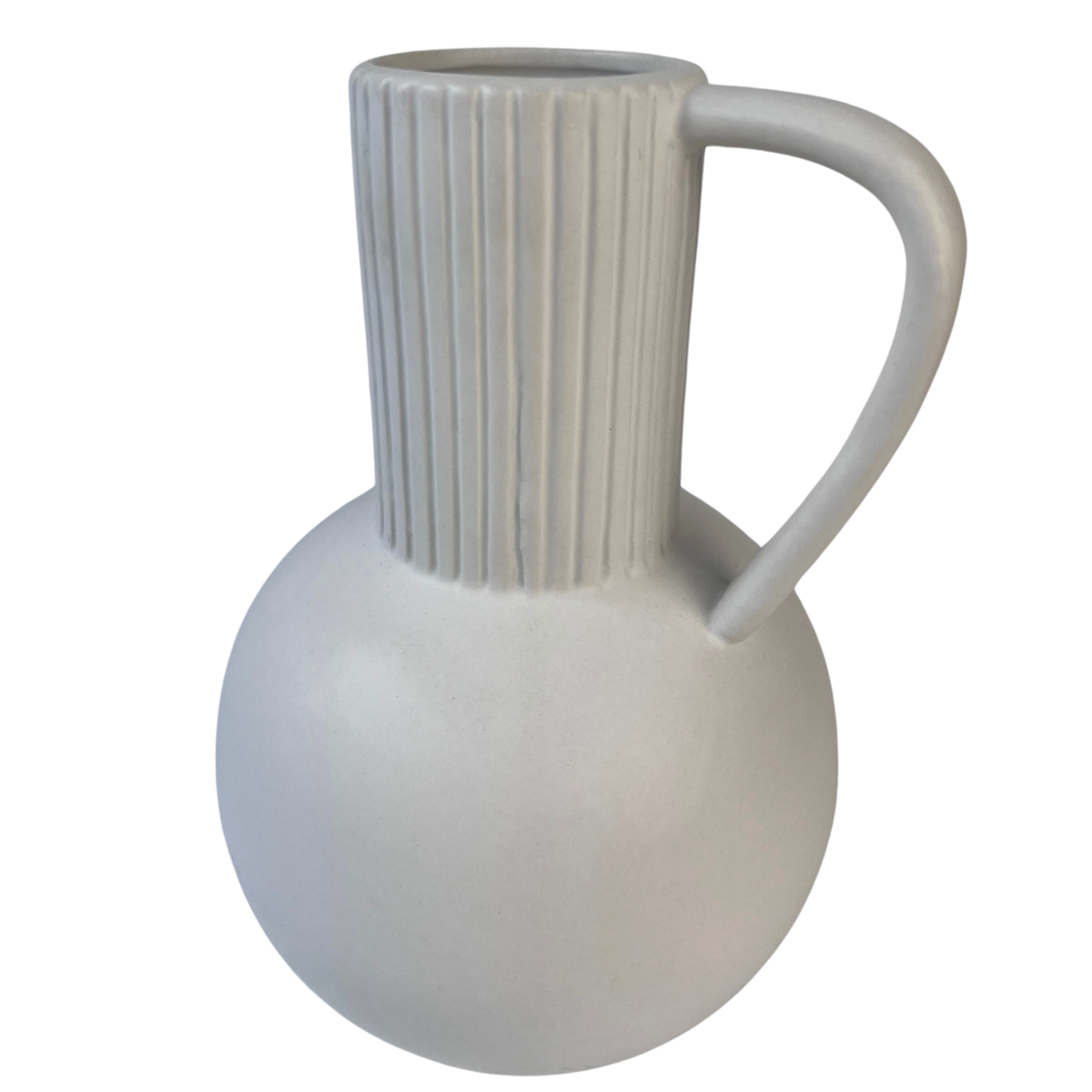 25cm White Rib Handle Ceramic Vase - Bunnings Australia