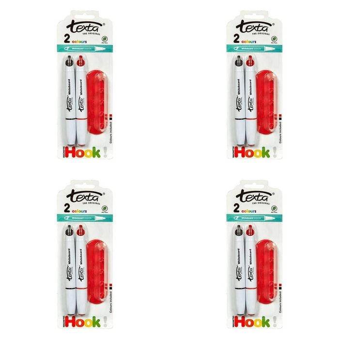 8pc Texta Non-toxic 1mm Whiteboard Markers Black And Red W/ Magnetic Hook