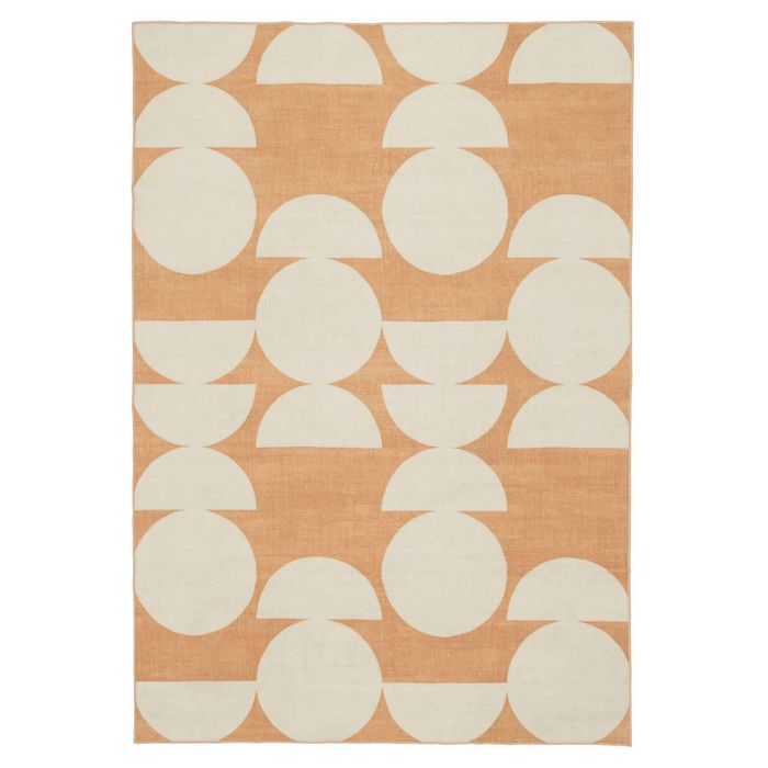 Loopsie-290cm X 190cm-tiari Half Moons Printed Peach And Cream Washable Rug