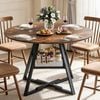 Advwin 107cm Round Dining Table Industrial Kitchen Table Circle Dinner Table Walnut