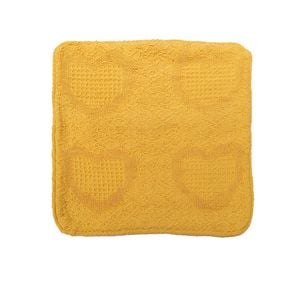 Cotton Knitted Cushion Cover Heart 43 x 43 cm Yellow