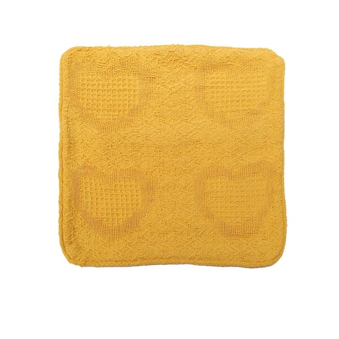 Cotton Knitted Cushion Cover Heart 43 x 43 cm Yellow