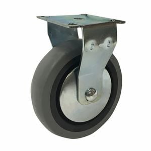 Easyroll 100mm 55kg Grey Rubber Fixed Plate Castor