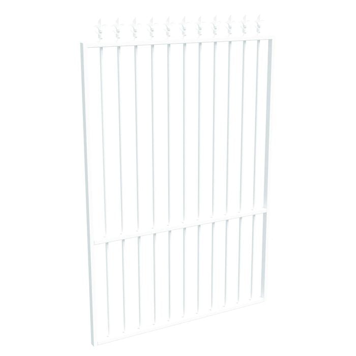 ProtectorAl 800 - 1200 x 1800mm Pearl White Aluminium Pool Gate Loop & Spear With Mid Rail