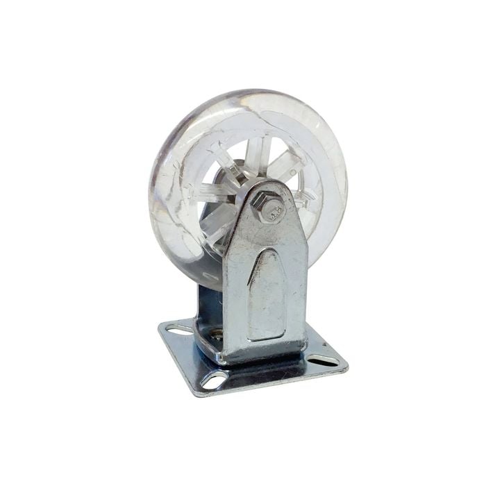 Easyroll 75mm 100kg Transparent Fixed Plate Castor