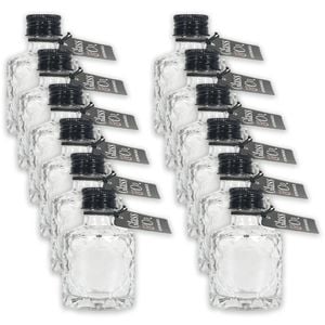 12PK Glass & Co Quilted Round Black Lid Bottle Storage Jar 50ml Clear
