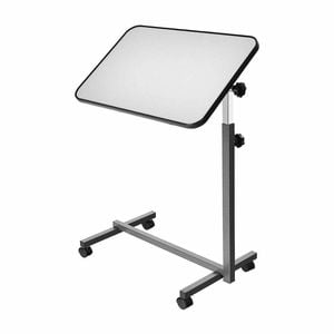 Adjustable Overbed Table With Swivel Castors - Ideal For Beds, Sofas & Recliners - Grey