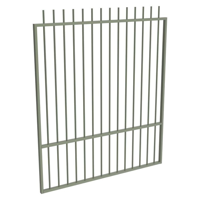ProtectorAl 1201 - 1500 x 1800mm Pale Eucalypt Aluminium Garden Gate Picket Top with Mid Rail