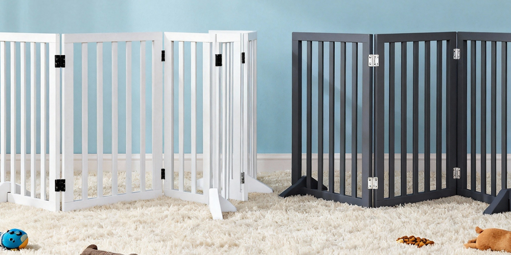 Pawz 4-Panel Wooden Foldable Pet Gate White