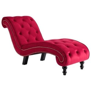 vidaXL Chaise Lounge Red Velvet Thick Padded Home Bedroom Sleeper Lounge Sofa