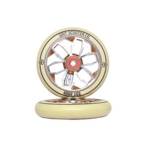 Grit 120mm X 24mm Wheels Vintage White Pu With Silver Bronze Core (pair)  - White/silver