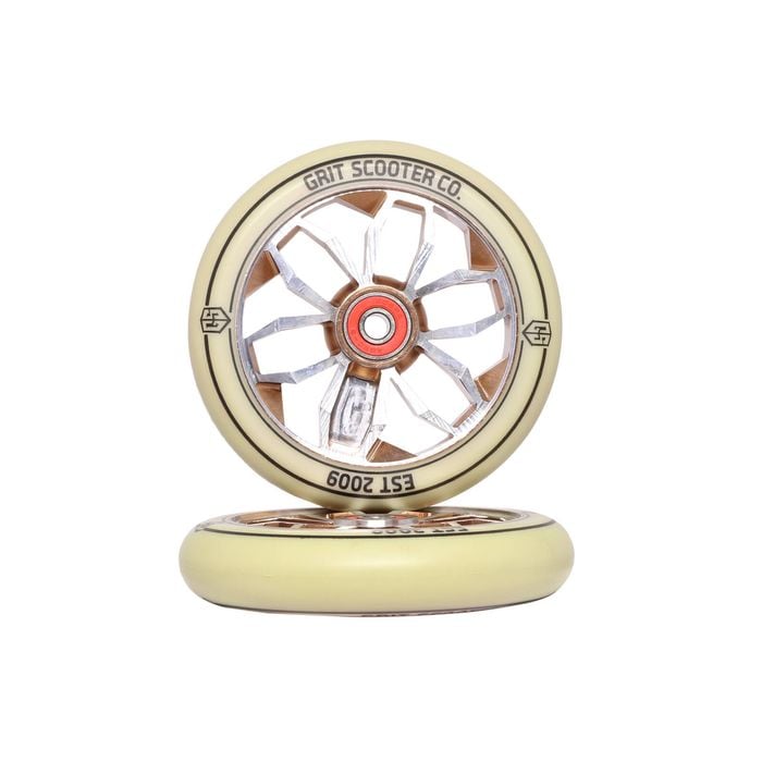 Grit 120mm X 24mm Wheels Vintage White Pu With Silver Bronze Core (pair)  - White/silver