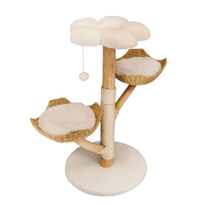 BingoPaw 111cm Solid Wood Cat Tree Kitten Play Center Scratching Post Tower Condo